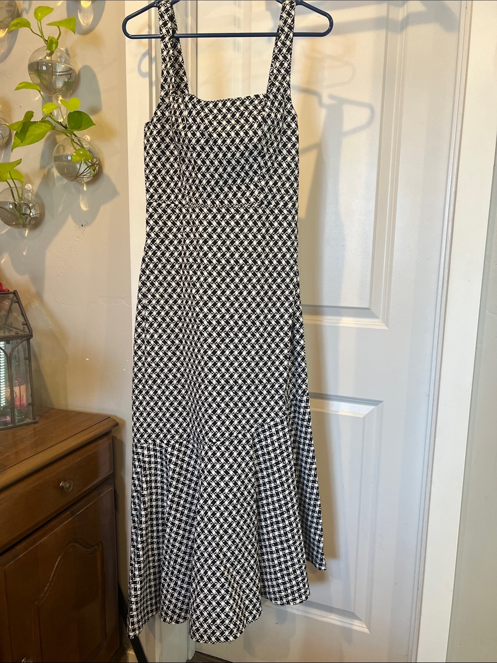 Anthropologie Black & White Geometric Midi Dress